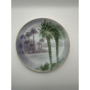 VTG Bavaria Plate 1900 Gold Trim Marked WR Palm Trees,‎ JH Stouffer Hand Painted